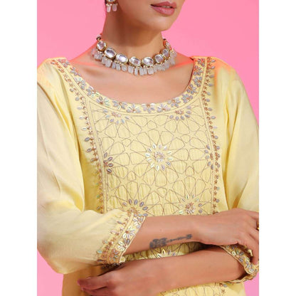 Kudi Pataka Designs Gulabo-ya Yellow Kurta With Sharara & Dupatta (Set of 3)