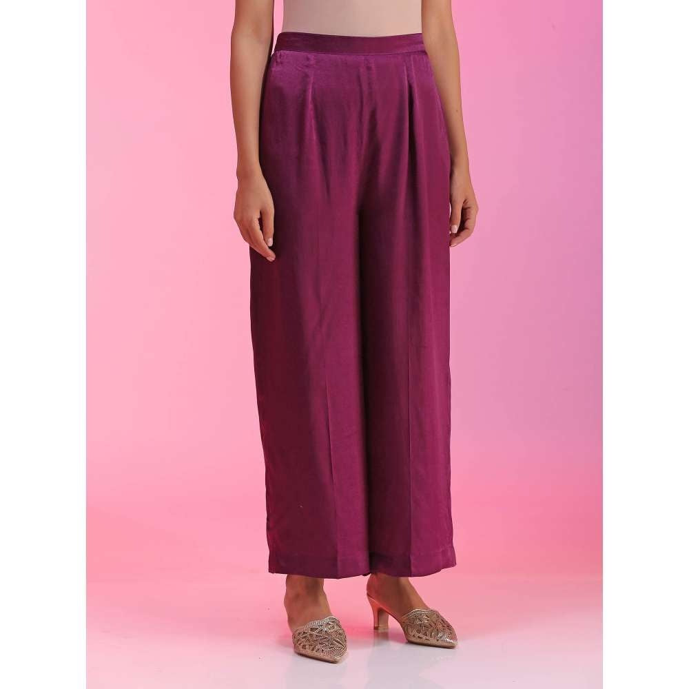 Kudi Pataka Designs Erum-pu Purple Kurta With Slip & Pant (Set of 3)