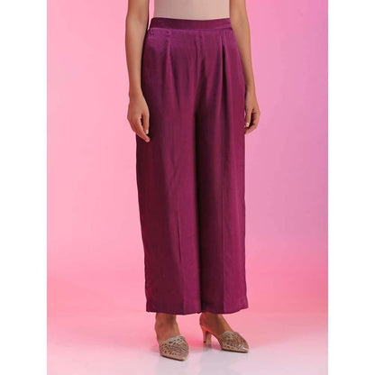 Kudi Pataka Designs Erum-pu Purple Kurta With Slip & Pant (Set of 3)
