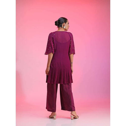 Kudi Pataka Designs Erum-pu Purple Kurta With Slip & Pant (Set of 3)