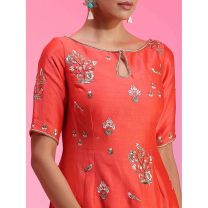 Kudi Pataka Designs Mahi-co Red Kurti With Sharara & Dupatta (Set of 3)
