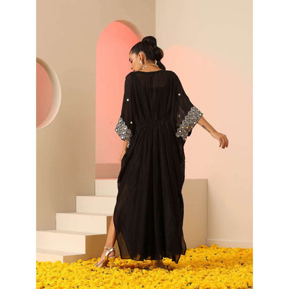 Kudi Pataka Designs Anaita Black Mirror Work Kaftan