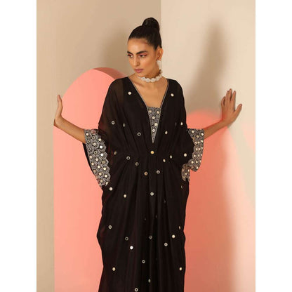 Kudi Pataka Designs Anaita Black Mirror Work Kaftan