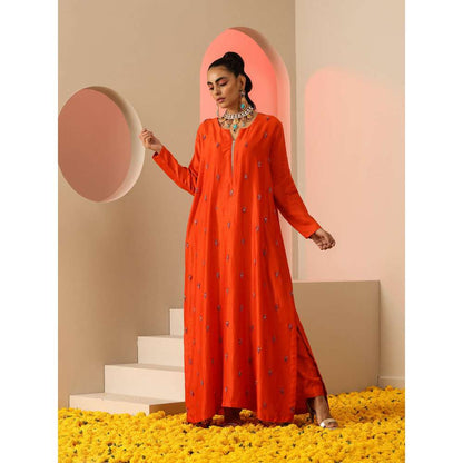 Kudi Pataka Designs Urvashi Orange Kurta With Pant & Dupatta (Set of 3)