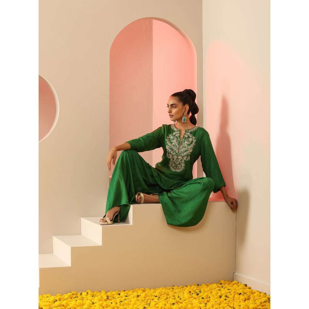 Kudi Pataka Designs Shruti Green Salwar With Kurti (Set of 2)