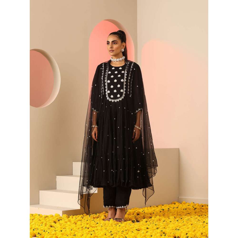 Kudi Pataka Designs Bhumi Black Anarkali Kurta With Pant & Dupatta (Set of 3)