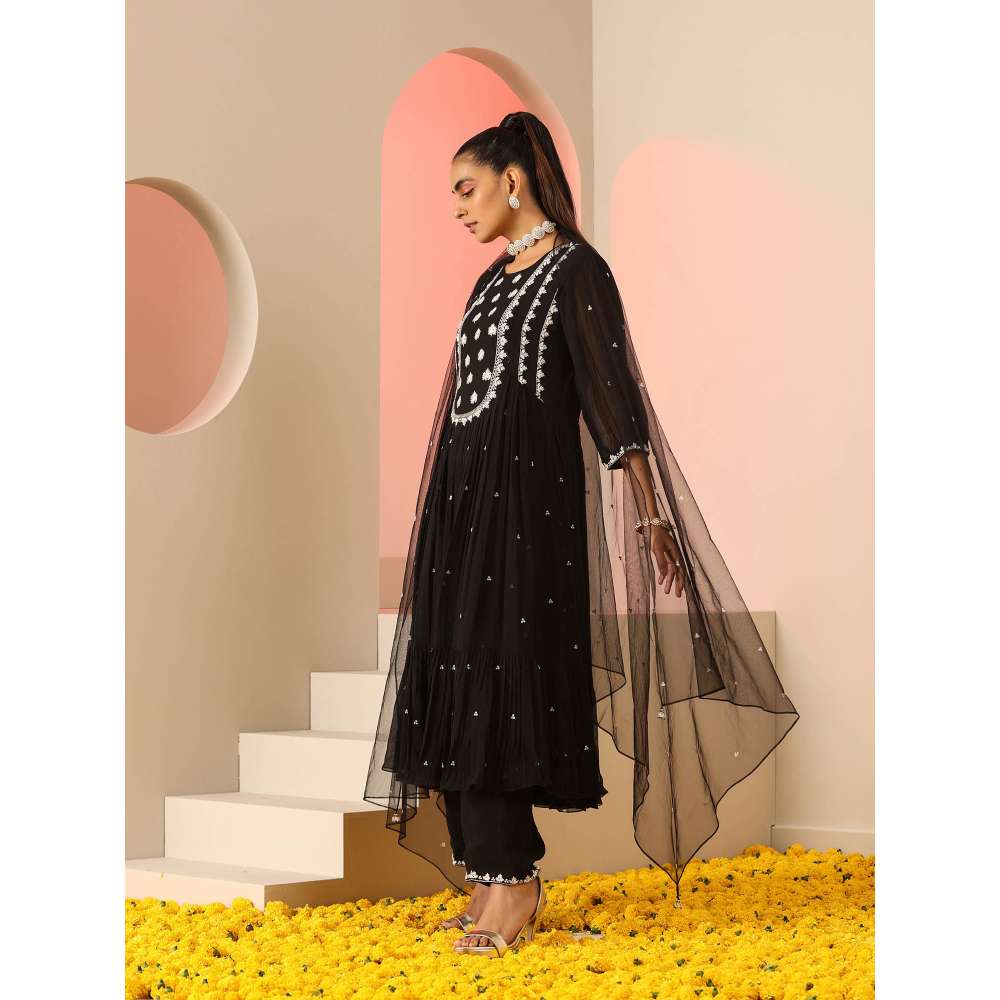 Kudi Pataka Designs Bhumi Black Anarkali Kurta With Pant & Dupatta (Set of 3)