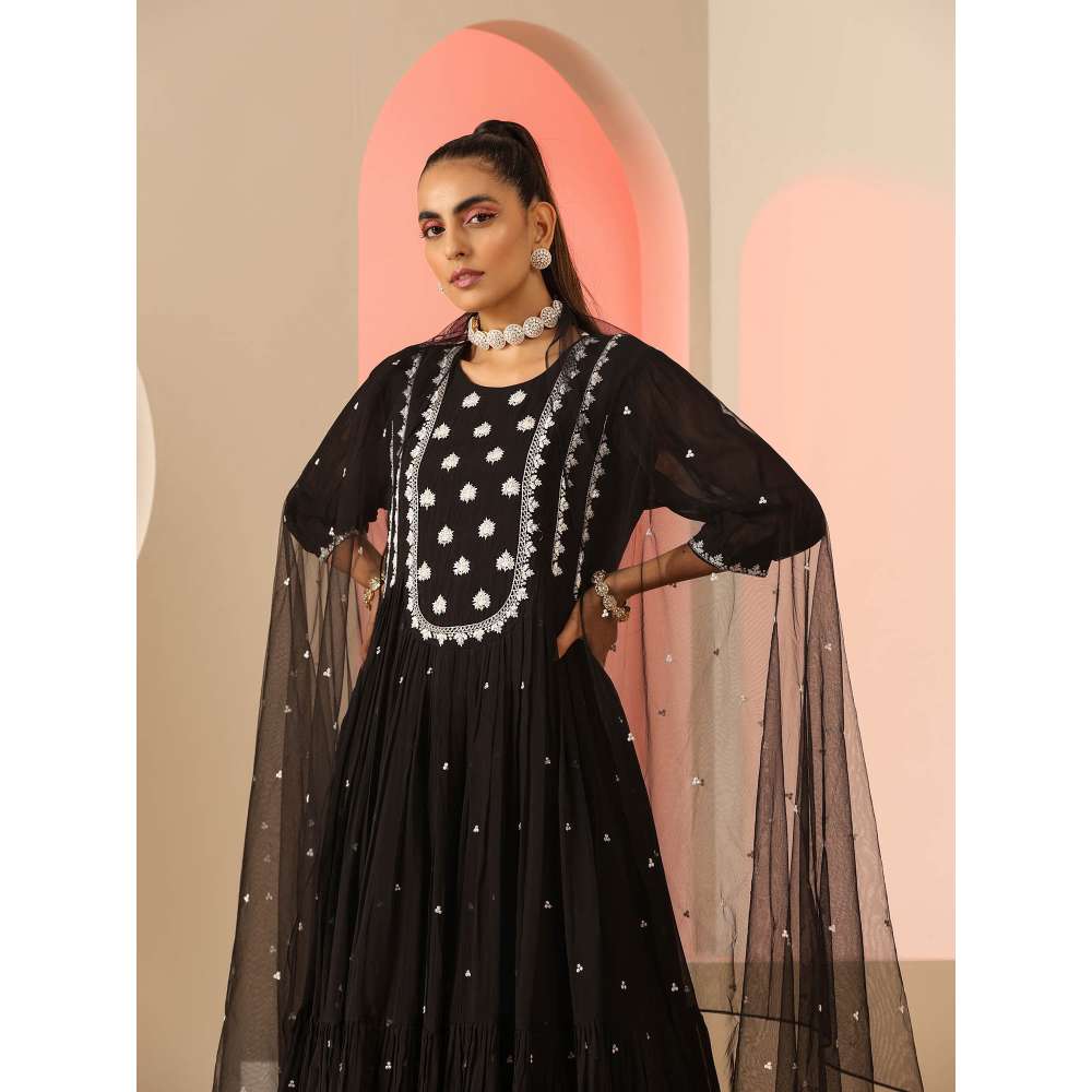 Kudi Pataka Designs Bhumi Black Anarkali Kurta With Pant & Dupatta (Set of 3)