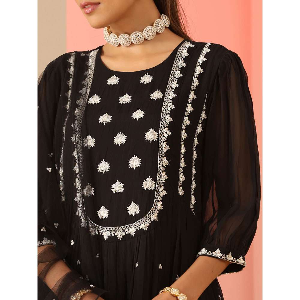 Kudi Pataka Designs Bhumi Black Anarkali Kurta With Pant & Dupatta (Set of 3)
