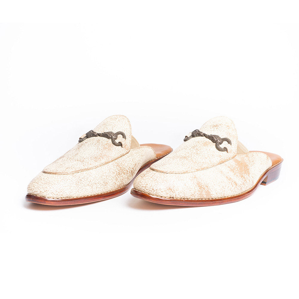 Kavith Sainaani White Distressed Mules