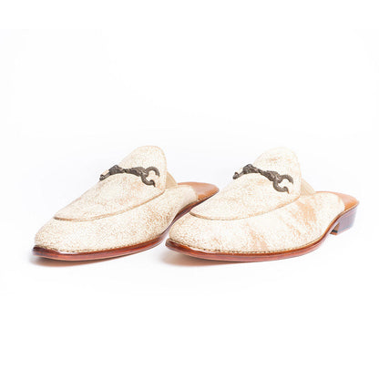 Kavith Sainaani White Distressed Mules