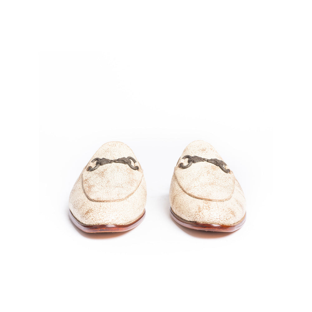 Kavith Sainaani White Distressed Mules