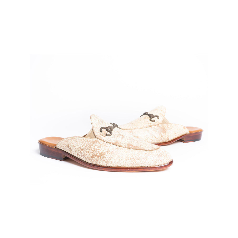 Kavith Sainaani White Distressed Mules