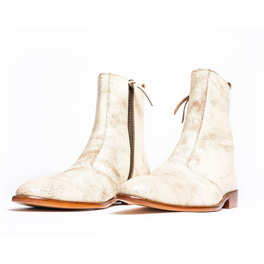 Kavith Sainaani White Distressed Boots
