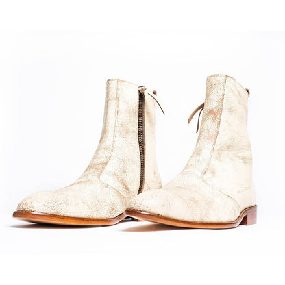 Kavith Sainaani White Distressed Boots