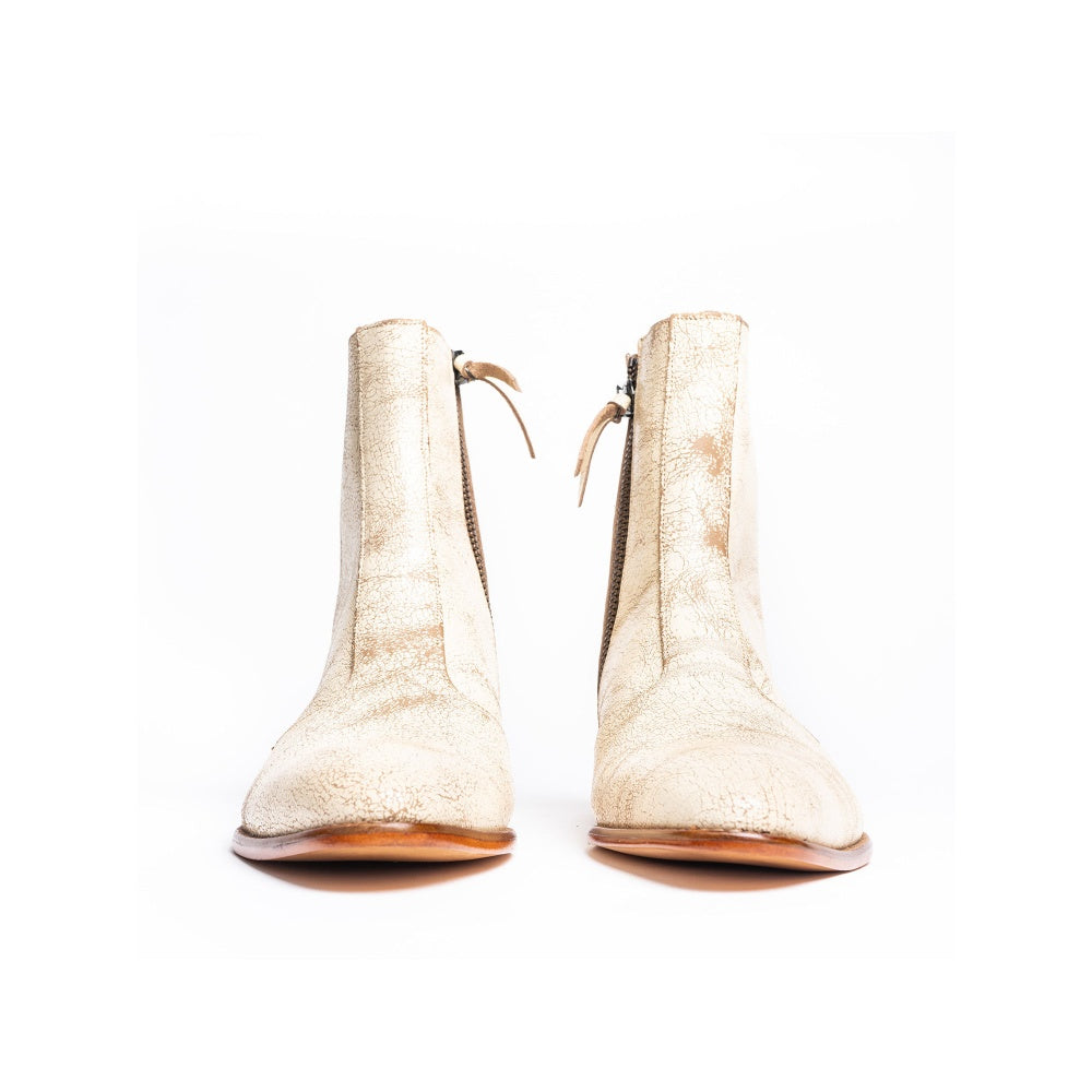 Kavith Sainaani White Distressed Boots