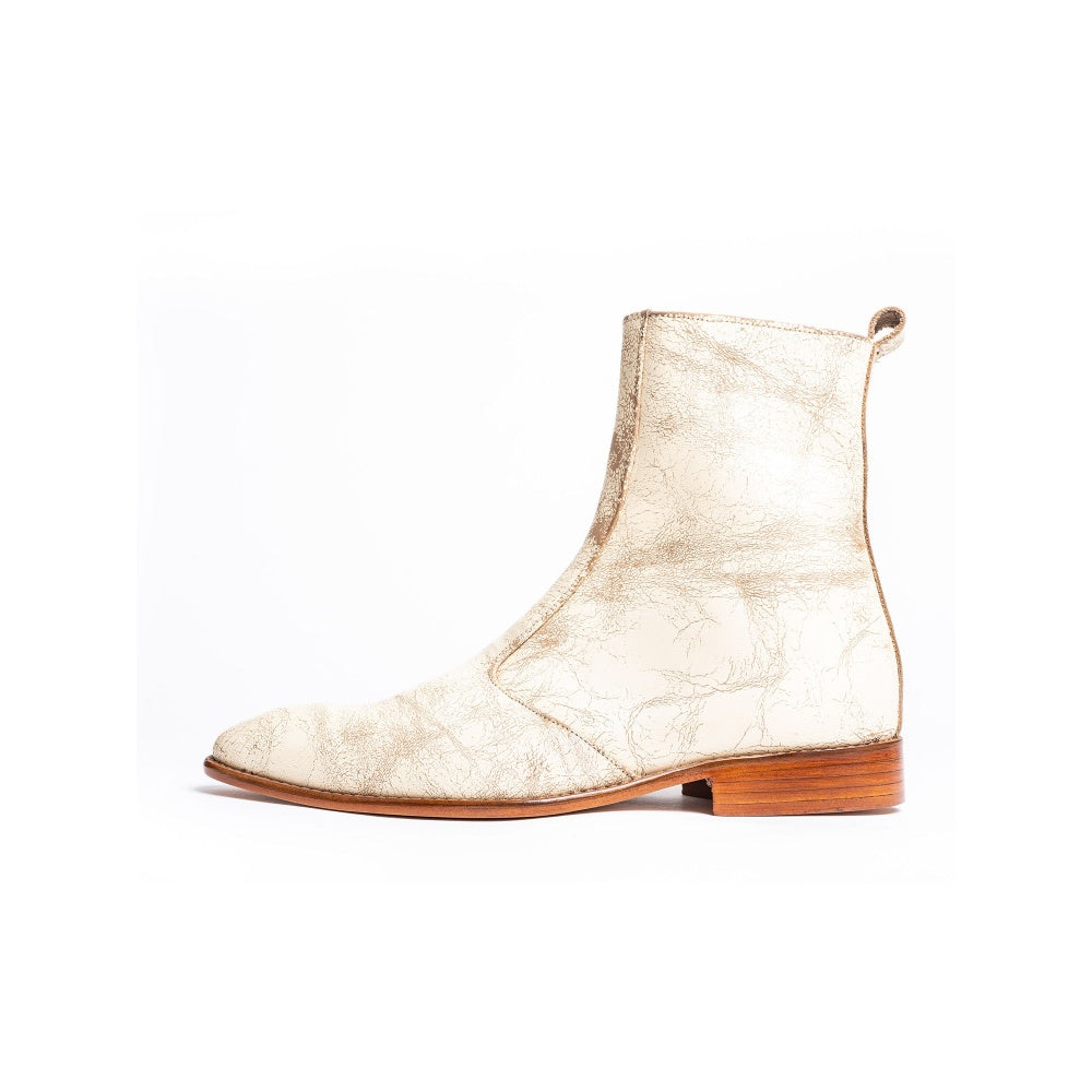 Kavith Sainaani White Distressed Boots