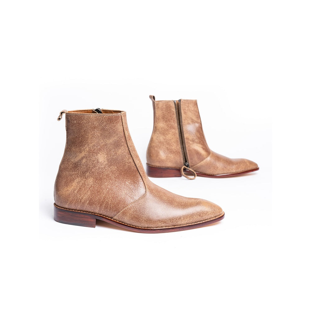Kavith Sainaani Brown Distressed Boots