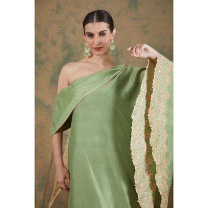 Label Nitika Sage Green Embroidered Palazzo (Set of 2)