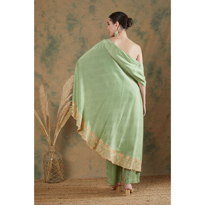 Label Nitika Sage Green Embroidered Palazzo (Set of 2)