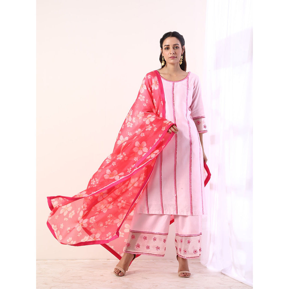 Label Nitika Baby Pink Kurta with Organza Pant & Dupatta (Set of 3)