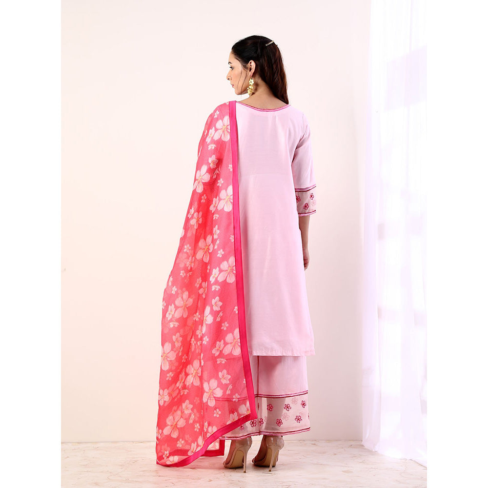 Label Nitika Baby Pink Kurta with Organza Pant & Dupatta (Set of 3)