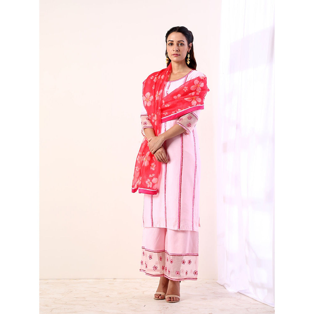 Label Nitika Baby Pink Kurta with Organza Pant & Dupatta (Set of 3)