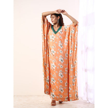 Label Nitika Coral Kaftan with Slip (Set of 2)