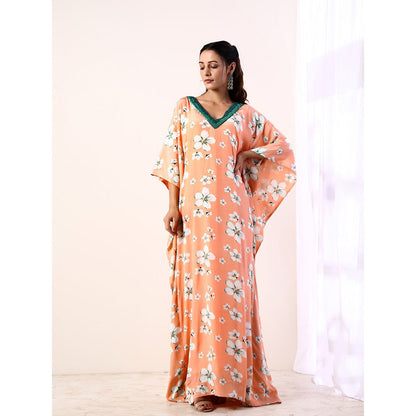 Label Nitika Coral Kaftan with Slip (Set of 2)