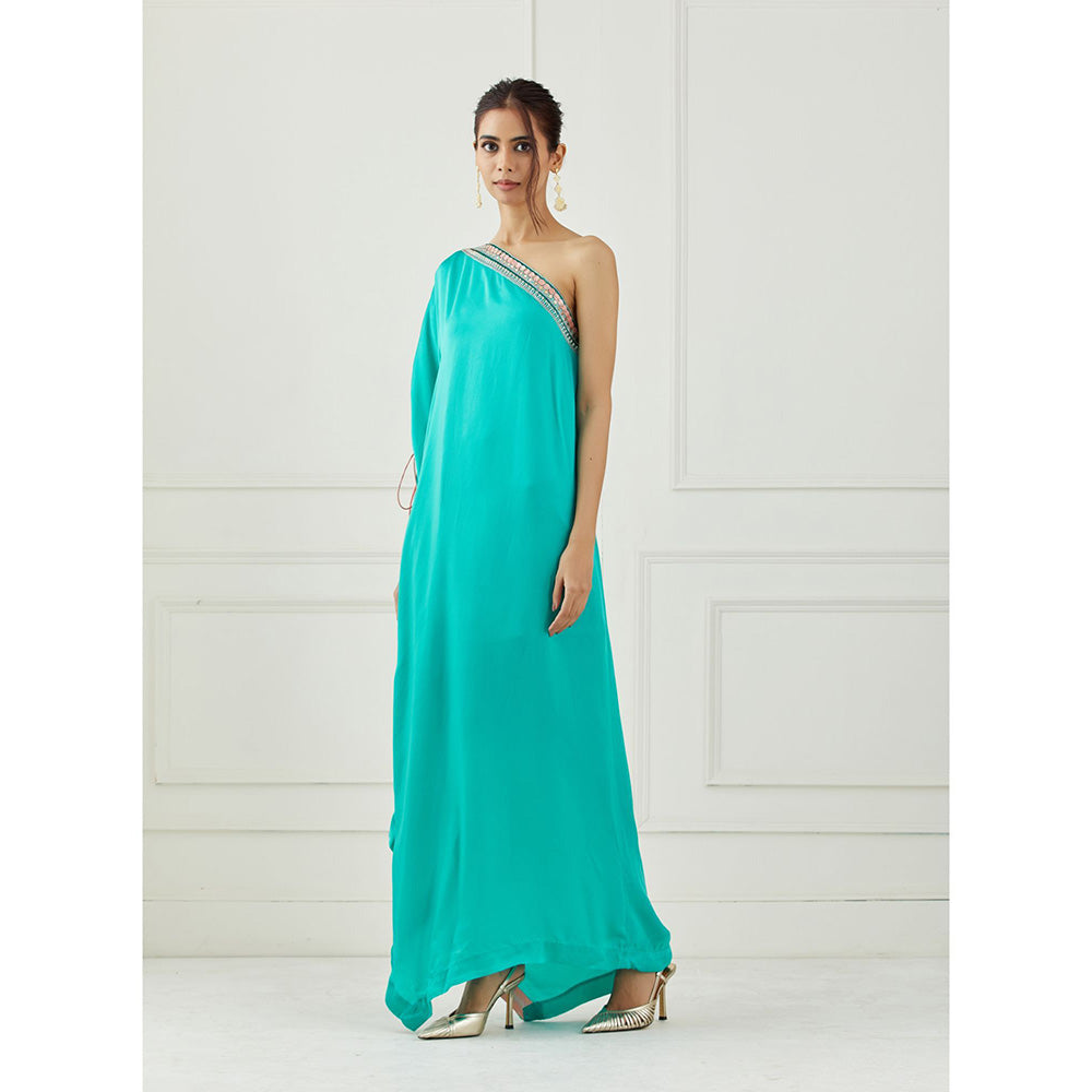 Label Nitika Teal One Shoulder Dress