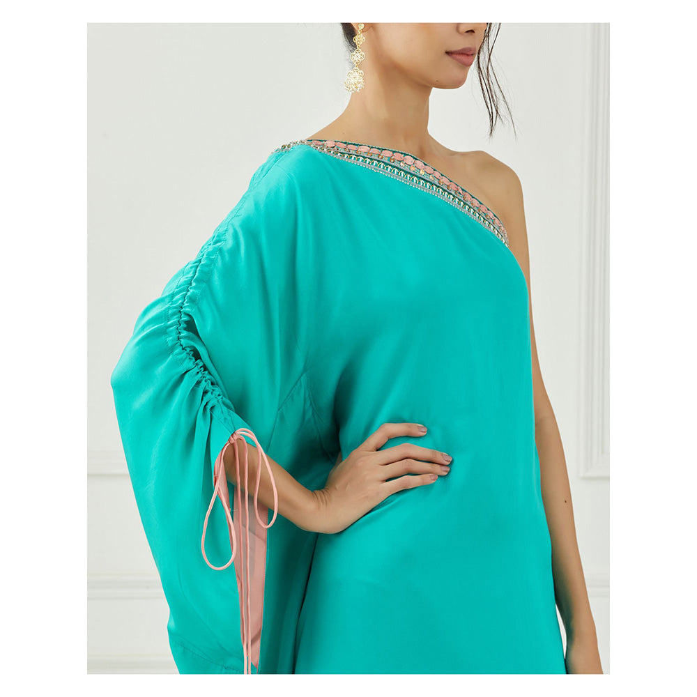 Label Nitika Teal One Shoulder Dress