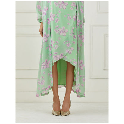 Label Nitika Mint Green Dress with Cape (Set of 2)