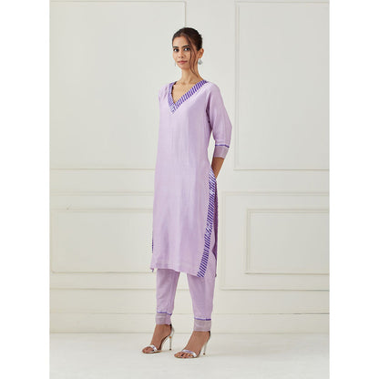 Label Nitika Lavender Embroidered Kurta Pant & Dupatta (Set of 3)