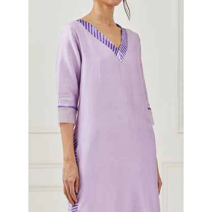 Label Nitika Lavender Embroidered Kurta Pant & Dupatta (Set of 3)