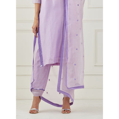 Label Nitika Lavender Embroidered Kurta Pant & Dupatta (Set of 3)