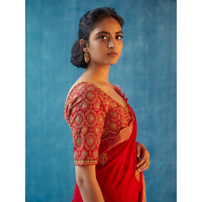 Label Earthen Nalini Saree with Stitched Blouse