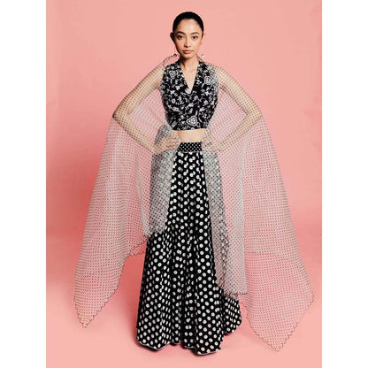 Label Earthen Women Black Floral Lehenga with Choli & Dupatta (Set of 3)