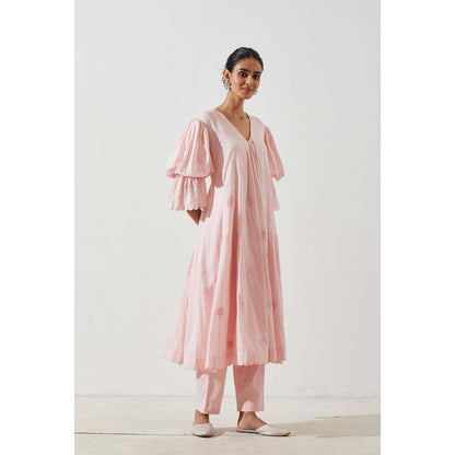 Label Earthen Women Pink Floral Kurta with Pant (Set of 2)