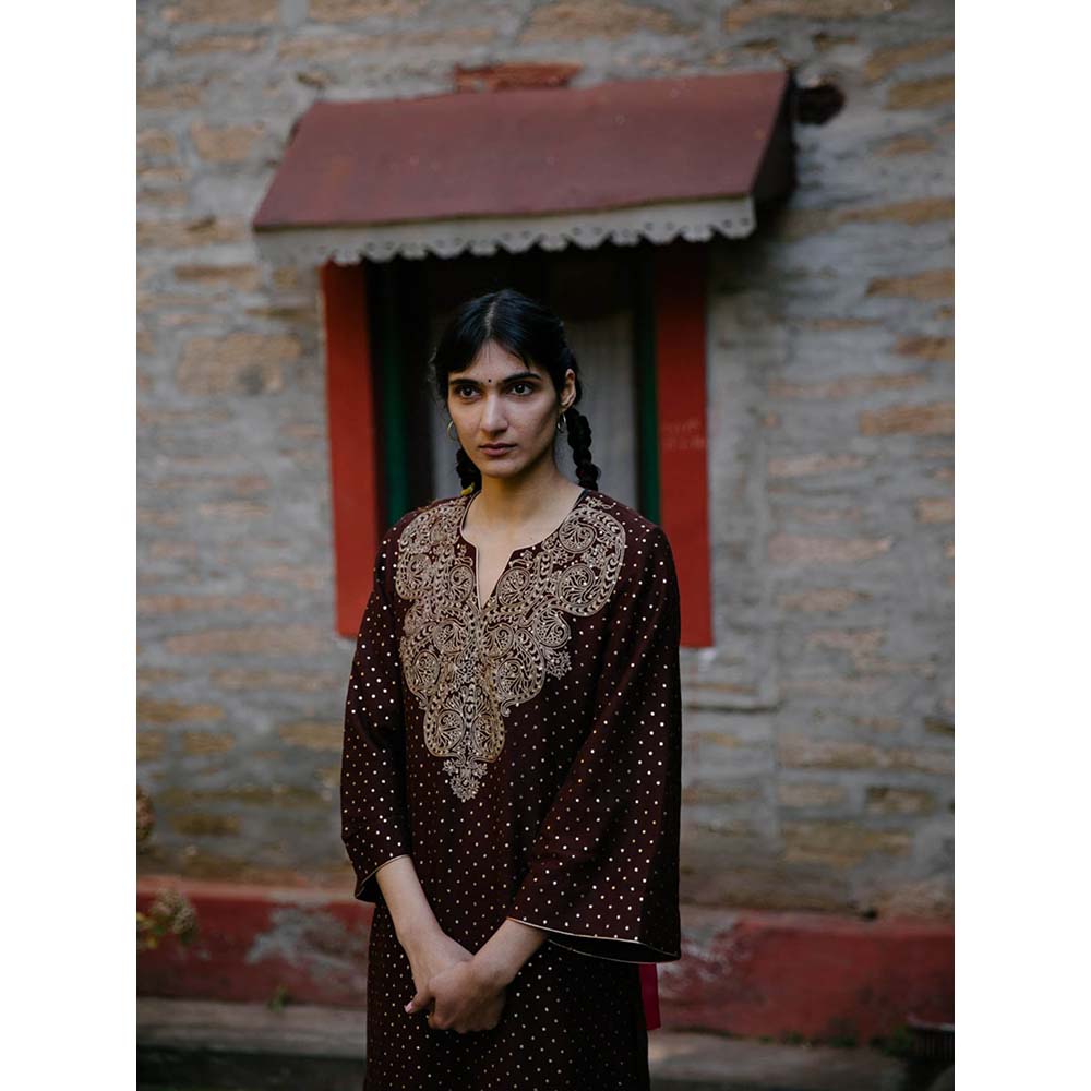 Label Earthen Women Brown Printed Kurta with Pant (Set of 2)
