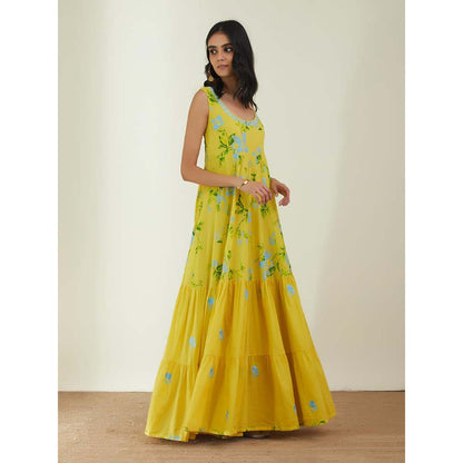 Label Earthen Women Yellow Floral Maxi Dress