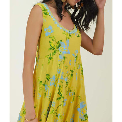 Label Earthen Women Yellow Floral Maxi Dress