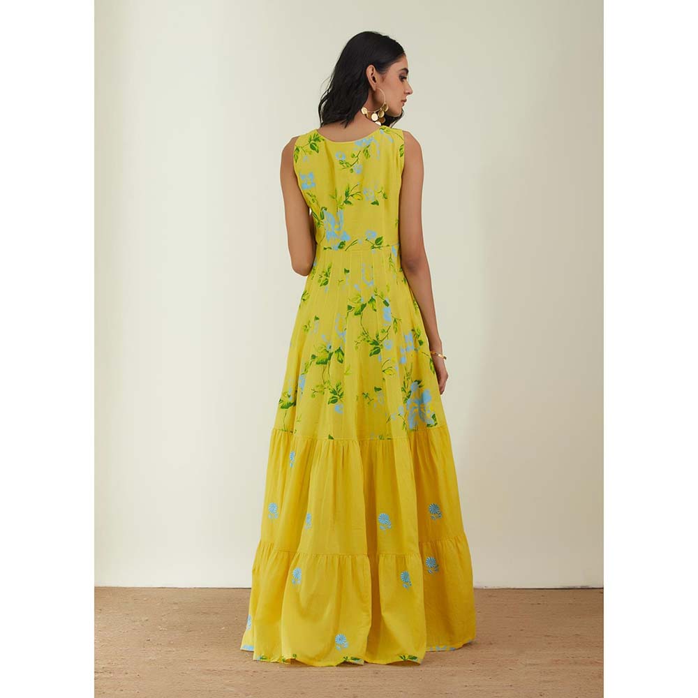Label Earthen Women Yellow Floral Maxi Dress