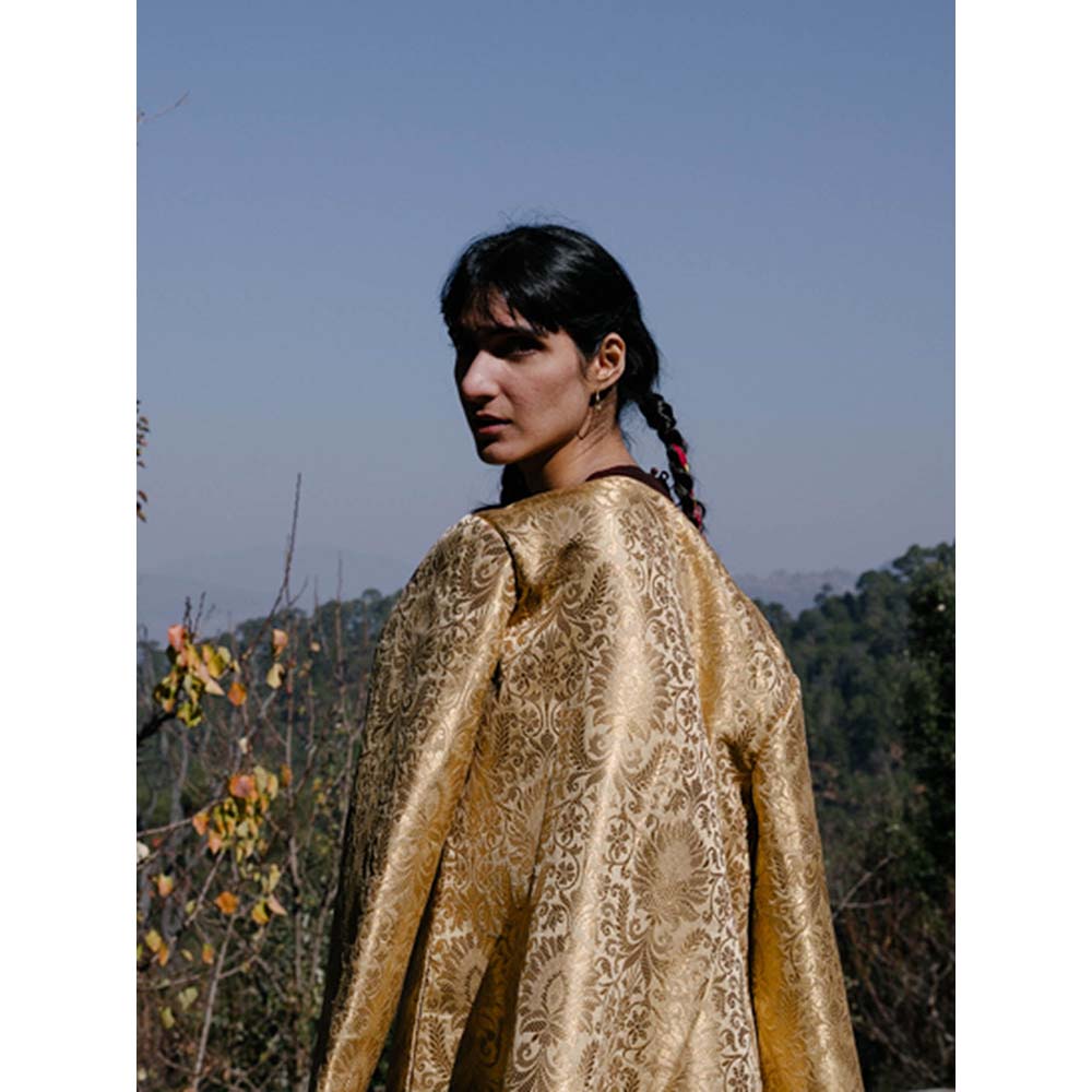 Label Earthen Women Brown Embroidered Kurta with Sharara (Set of 2)