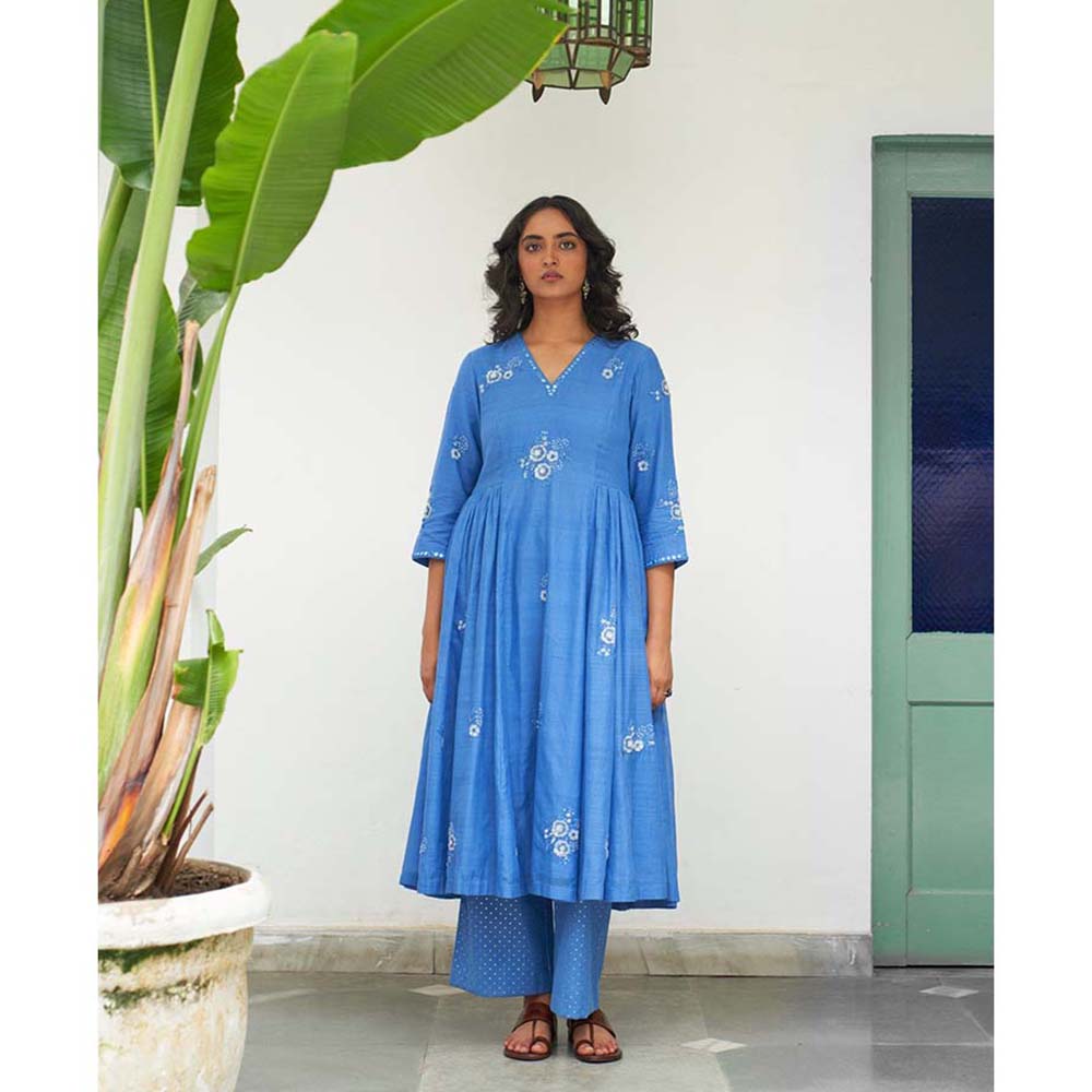 Label Earthen Asmani Sitara Kali Kurta Pant with Dupatta (Set of 3)