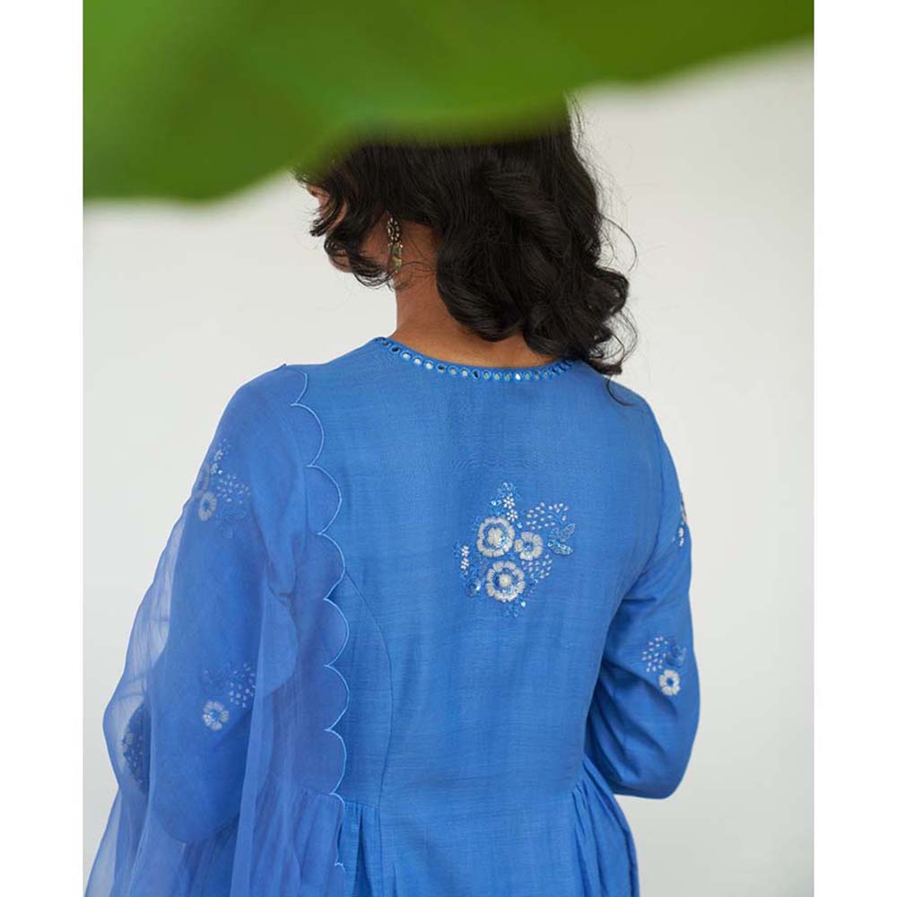 Label Earthen Asmani Sitara Kali Kurta Pant with Dupatta (Set of 3)