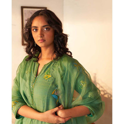Label Earthen Jhumka Sitara Phool Kurta Pant with Dupatta (Set of 3)