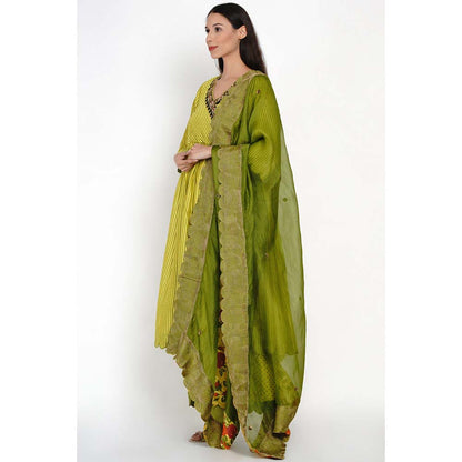 Label Earthen Embroidered Zarad Nirali Kurta with Pant & Dupatta (Set of 3)