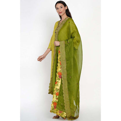 Label Earthen Nirali Straight Striped Kurta Pant with Embroidered Dupatta (Set of 3)