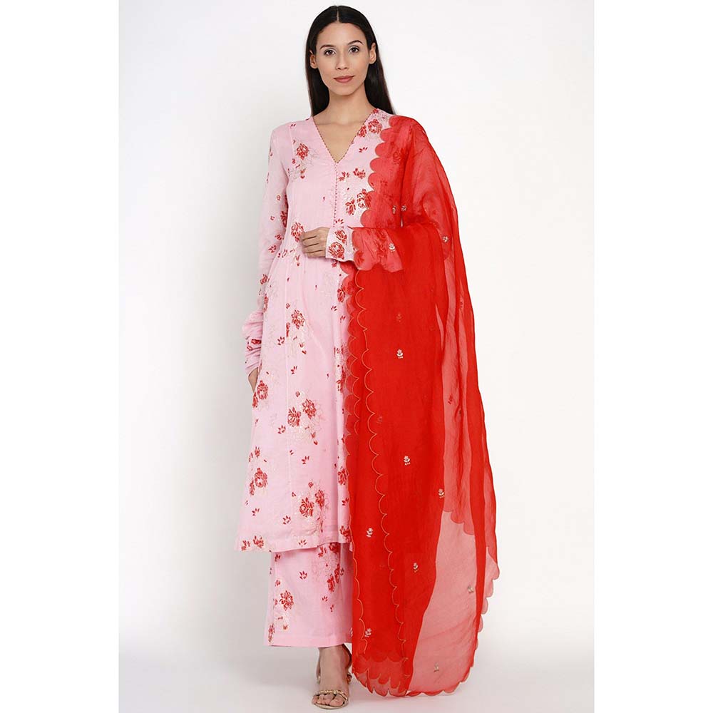 Label Earthen Gulabo Floral Kurta Pant with Dupatta (Set of 3)