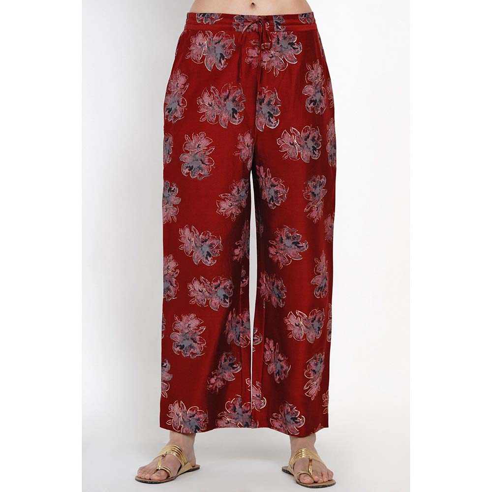 Label Earthen Ban Phool Silk Angrakha Style Kurta Pant & Dupatta (Set of 3)